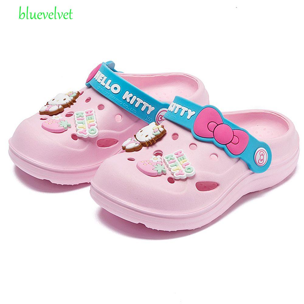 Dép đi biển Đế Phẳng Chống Trượt Hình Mèo Hello Kitty Đáng Yêu Cho Bé