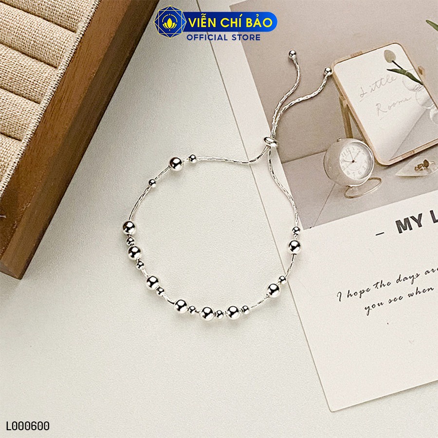 Lắc tay bạc nữ bi tròn dây rút chất liệu bạc 925 thời trang phụ kiện trang sức Viễn Chí Bảo L000600