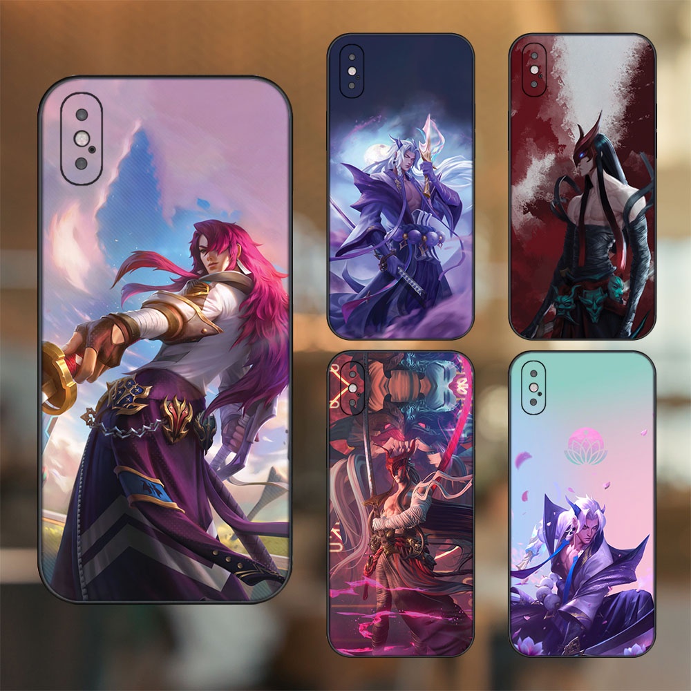 Ốp lưng iPhone X, Xs dẻo đen cạnh vuông in hình Yone Liên Minh Huyền Thoại