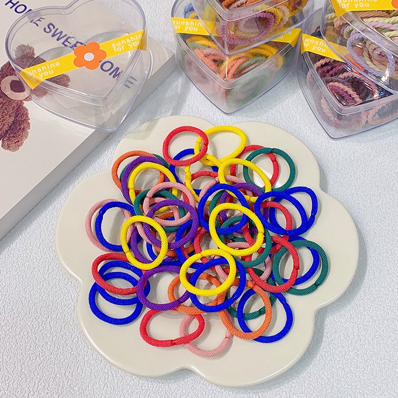 Set 50 Dây Buộc Tóc Co Giãn Nhiều Màu Sắc