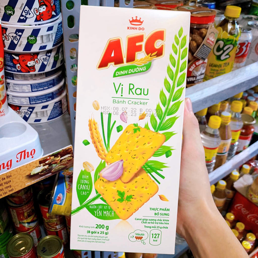 Bánh Quy AFC Mặn Vị Rau/ Lúa Mì/ Bò Bít Tết Hộp 193,8g , Bánh Cracker Mặn Kinh Đô