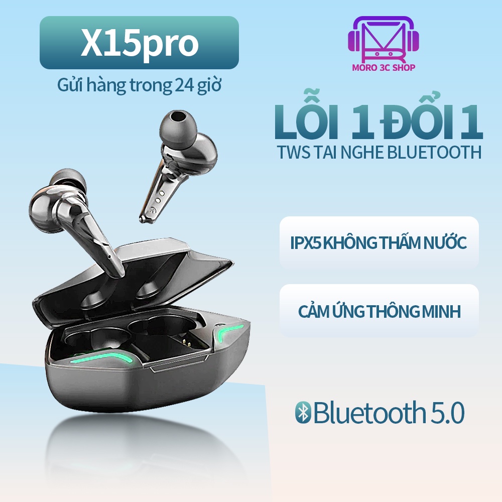 Tai nghe Gaming bluetooth không dây X15 PRO 5.2 TWS, Bass mạnh mẽ, độ trễ cực thấp , 3d stereo hifi Có Mic