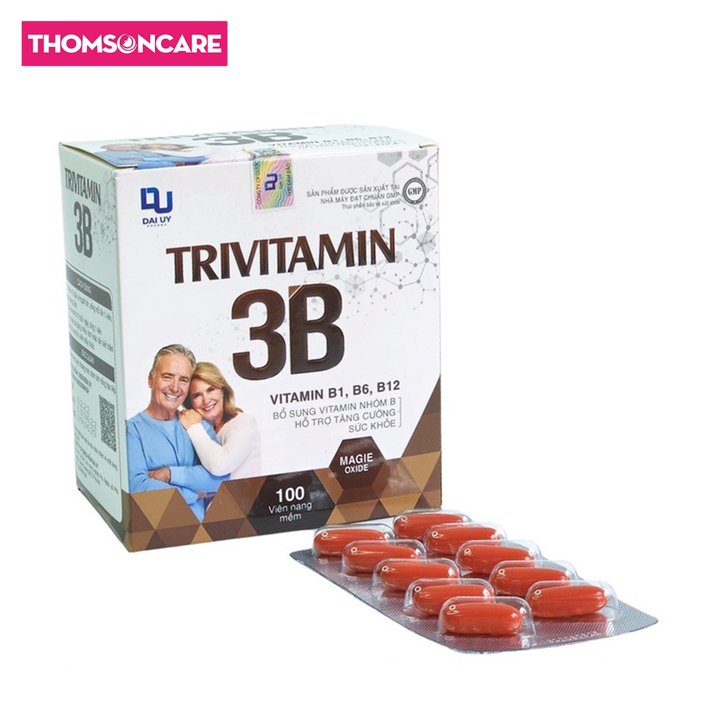 Bổ sung Vitamin B1 B6 B12 tổng hợp Đại Uy - TriVitamin 3B giúp tăng đề kháng, giảm mệt mỏi - Hộp 100 viên nang mềm