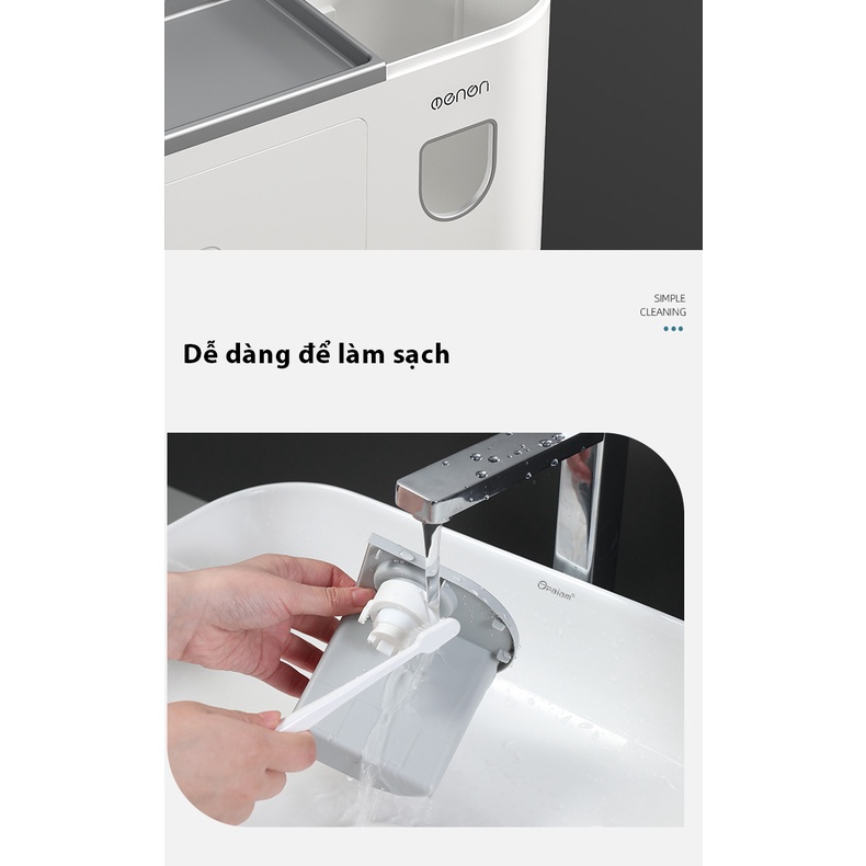 Bộ Nhả Kem Đánh Răng Tự Động - Kệ Treo Bàn Chải Dán Tường Kèm Cốc Hút Nam Châm，Không đấm và không làm hỏng tường