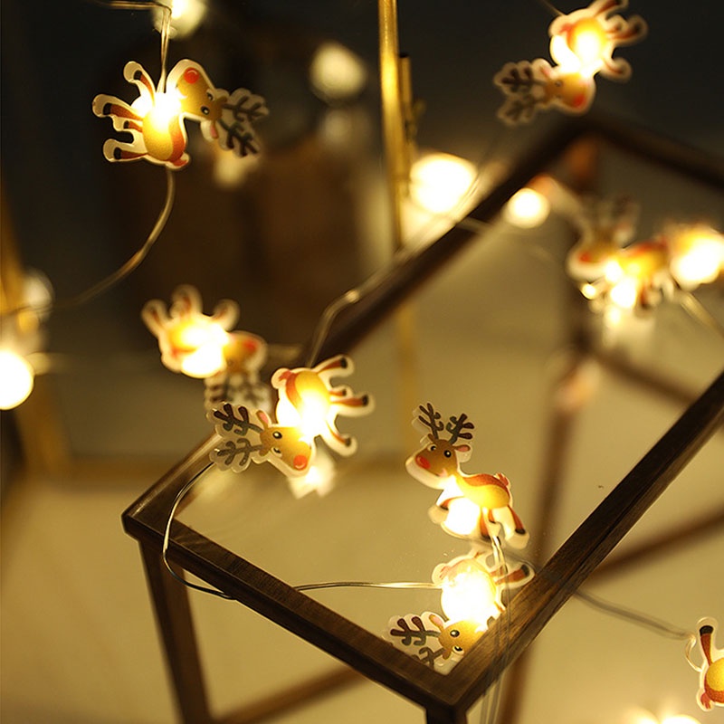 Nafenai Dây đèn LED trang trí Giáng sinh bằng đồng hình ông già noel tuần lộc người tuyết