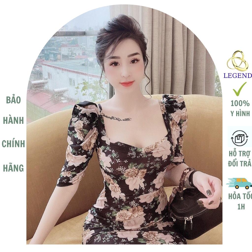 Đầm nữ tay lỡ in họa tiết hoa ôm dáng phong cách dịu dàng