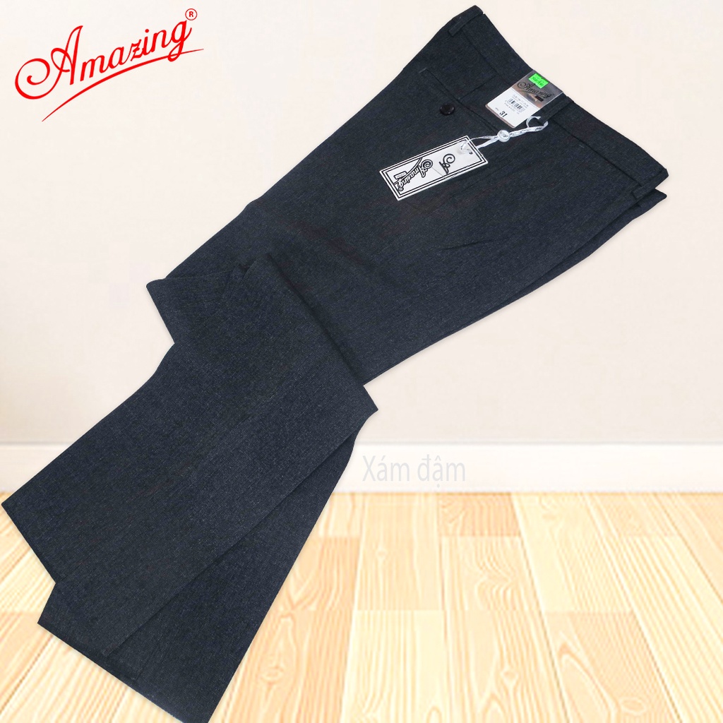 Quần tây trung niên Amazing, hoạ tiết vân chìm, không ly, ống suông