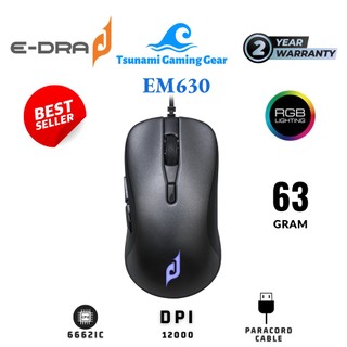 Chuột chơi game E-dra EM630 Ultra Light led RGB/ DPI 12000/ 63g siêu nhẹ - Hàng chính hãng