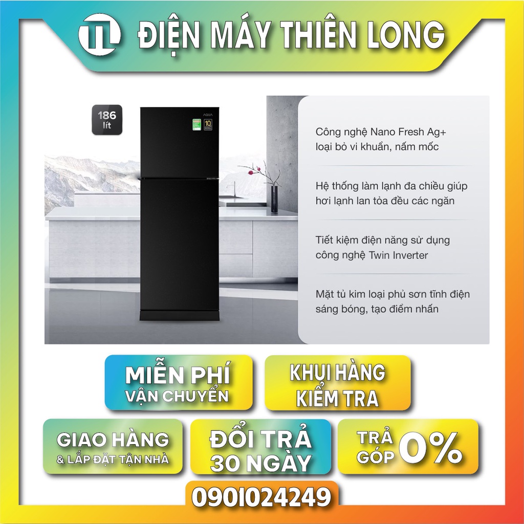 AQR-T219FA - Tủ lạnh Aqua Inverter 186 lít AQR-T219FA - Mẫu 2020