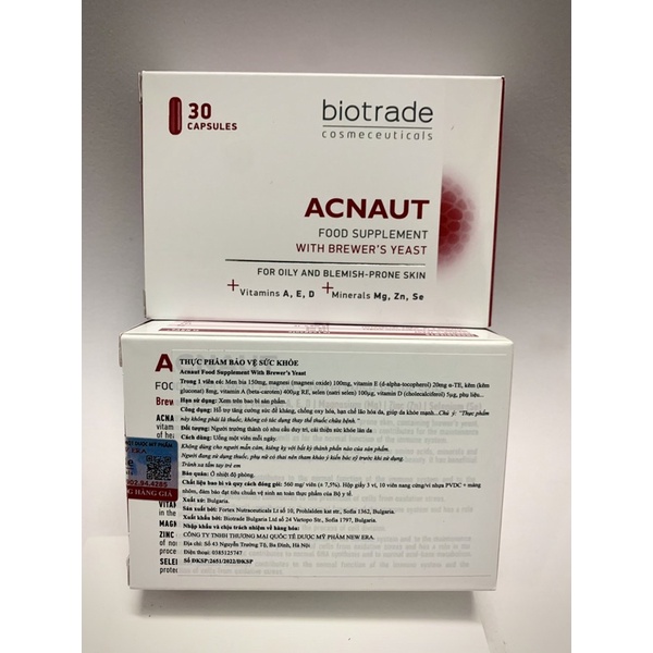 Viên uống giảm mụn Biotrade Acnaut Food Supplement