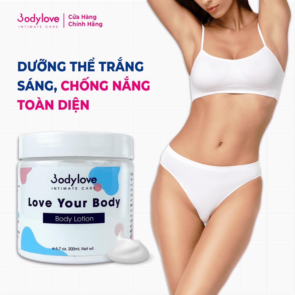Kem body dưỡng trắng da toàn thân, chống nắng BODYLOVE Love Your Body dạng lotion 200ml