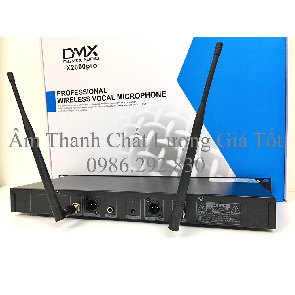 Micro Không Dây DM'X 2000 Pro Có Tự Ngắt, Dò Tần Số Sóng. Chuyên Karaoke Gia Đình, Phòng Trà, Quán Hát.