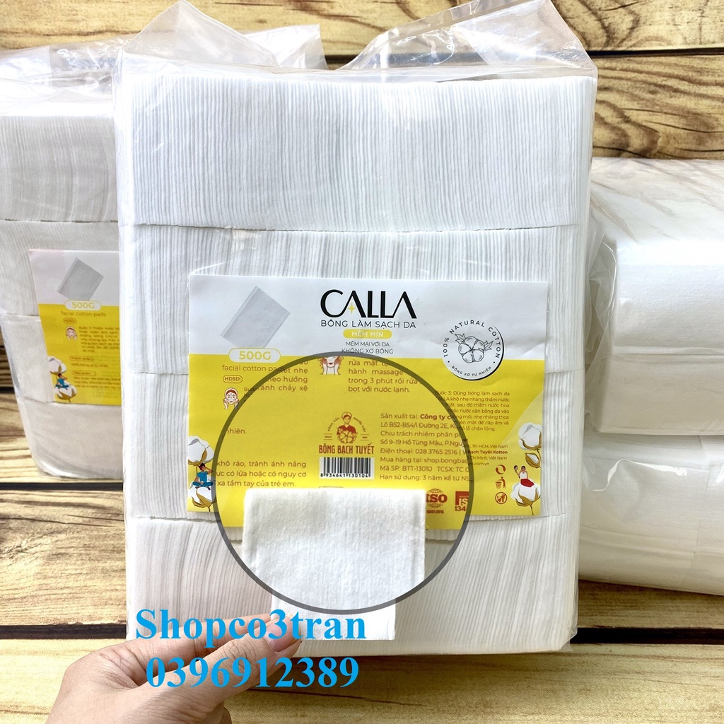 Bông Tẩy Trang Bề Mặt Mịn gói 500gr chính hãng Bông Bạch Tuyết size 5x6 - Bông Tẩy Trang Cotton Bề Mặt Mịn KOTTON BEAUTY