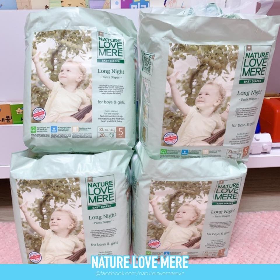 Combo 1 thùng Bỉm Quần NATURE LOVE MERE Longnight/bản đêm Nội Địa Hàn siêu mềm,siêu thấm hút Size XL20/XXL18