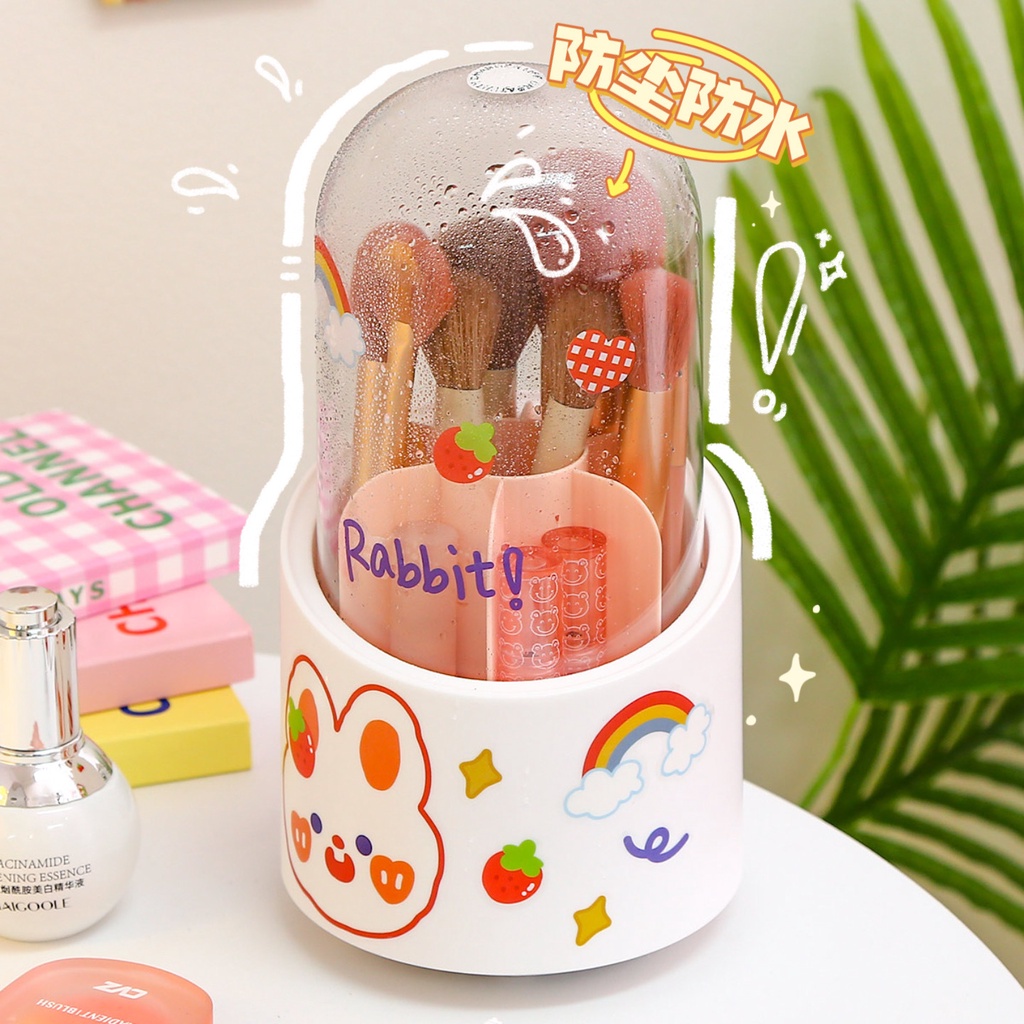 Lọ đựng bút, cọ trang điểm có nắp đậy tặng kèm sticker - UniLabel