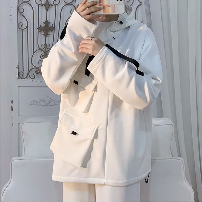 Áo Khoác Hoodie Dáng Rộng Phối Túi Lớn Thiết Kế Đơn Giản Thời Trang Cho Cặp Đôi áo Khoác Áo Hoodie Unisex áo Hoodie Nam  áo Hoodie Nữ