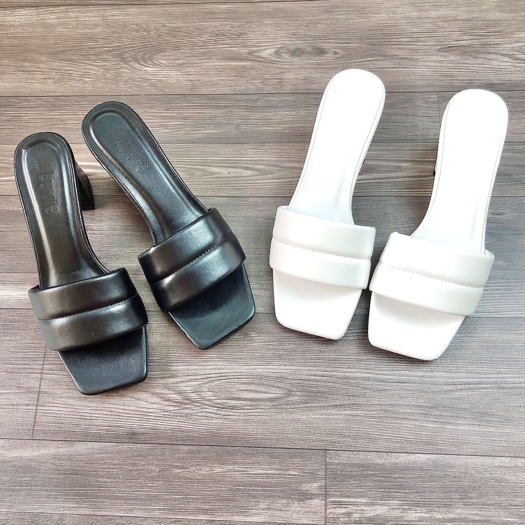 Guốc 7 phân đế vuông có quai độn mút êm chân Avela 35CG