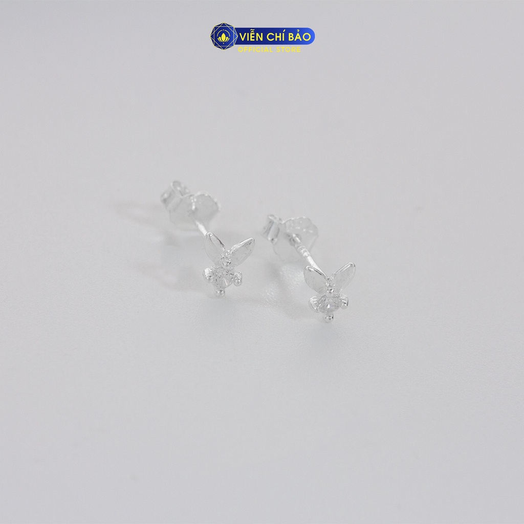 Bông tai bạc nữ chú thỏ đính đá chất liệu bạc 925 thời trang phụ kiện trang sức nữ Viễn Chí Bảo E0104