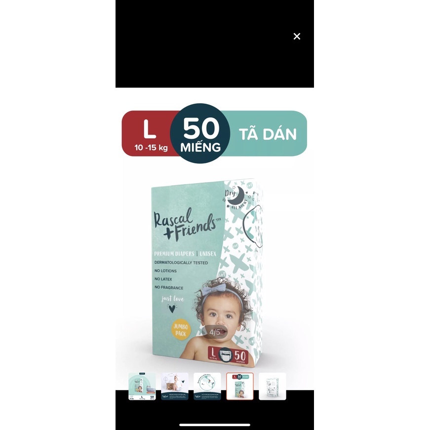 ( Miếng thử ) Tã/Bỉm Quần/dán Rascal L52/XL46/XXL40