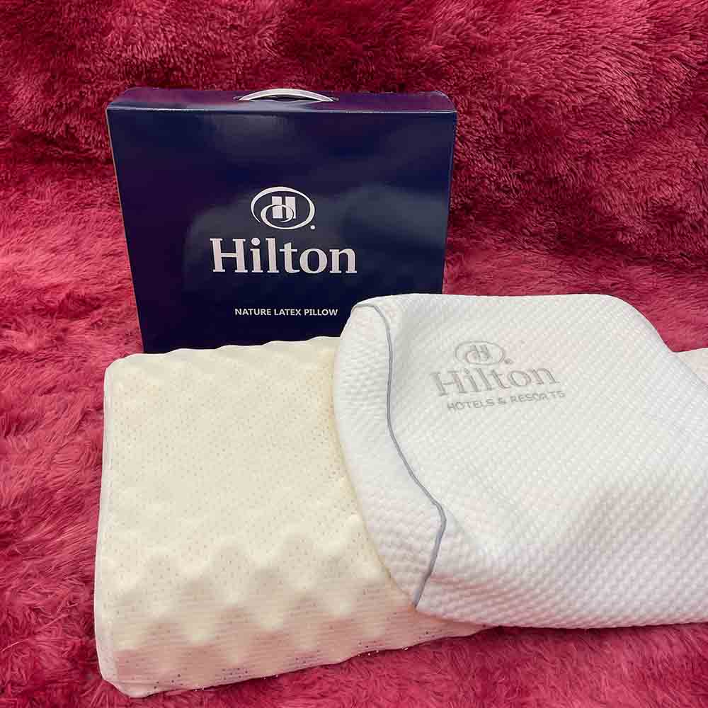 Gối cao su non người lớn hilton chính hãng TOPAZ nhập khẩu cao cấp có thiết kế lượn sóng có lỗ thoáng khí và gai massage