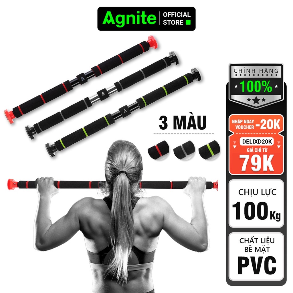 Thanh tập xà đơn treo tường gắn cửa Agnite, chống xoay trơn trượt, kích thước tùy chỉnh, luyện tập tại nhà nhiều cỡ