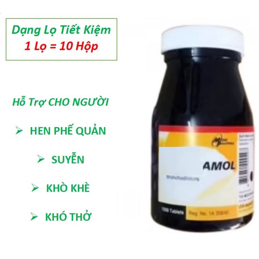 Hỗ trợ Hen Xuyễn, Khò Khè, Khó Thở-LỌ TO 1000 VIÊN 2mg