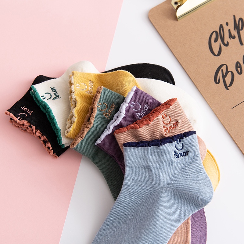 Tất Nữ Cổ Ngắn Phong Cách Hàn Quốc Nhiều Hình Độc Đáo Chất Liệu Cotton Siêu Thoáng 88347