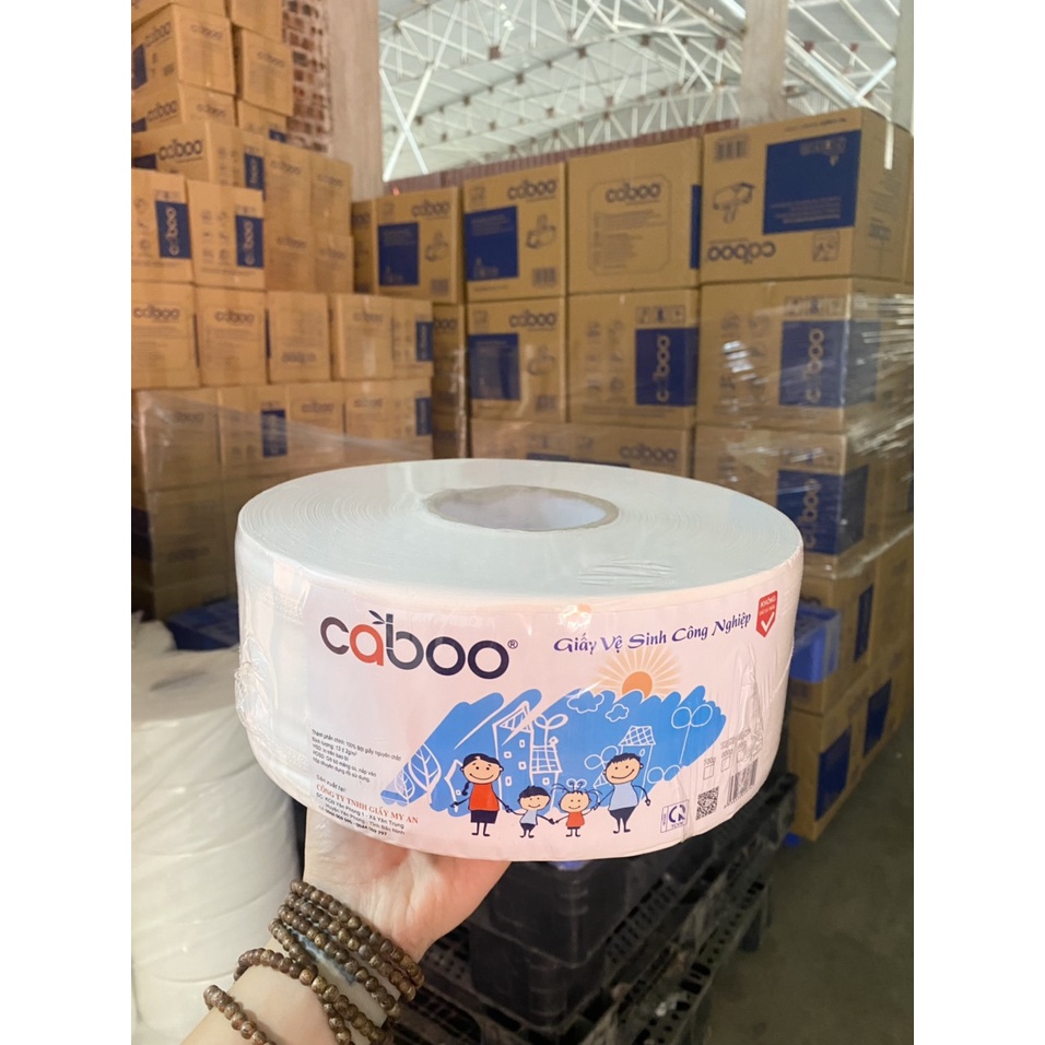 HCM - Hàng y hình - Giấy cuộn công nghiệp đa năng lụa mịn dai Caboo 700gr - Ngô Mộc Trà Shop
