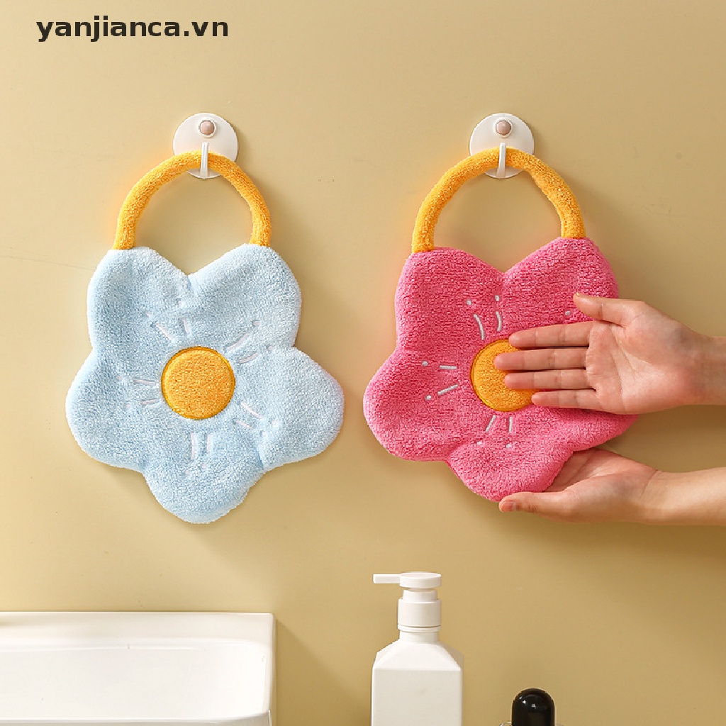 Khăn Lau Tay Bằng Lông Cừu San Hô Thấm Hút Nước Nhanh Khô Hình Hoa Sáng Tạo VN