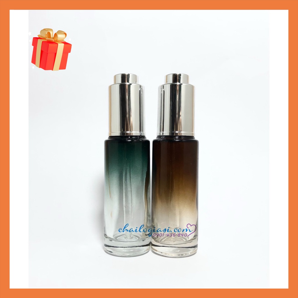 VỎ CHAI SERUM 30ML NHẤN XANH, NÂU