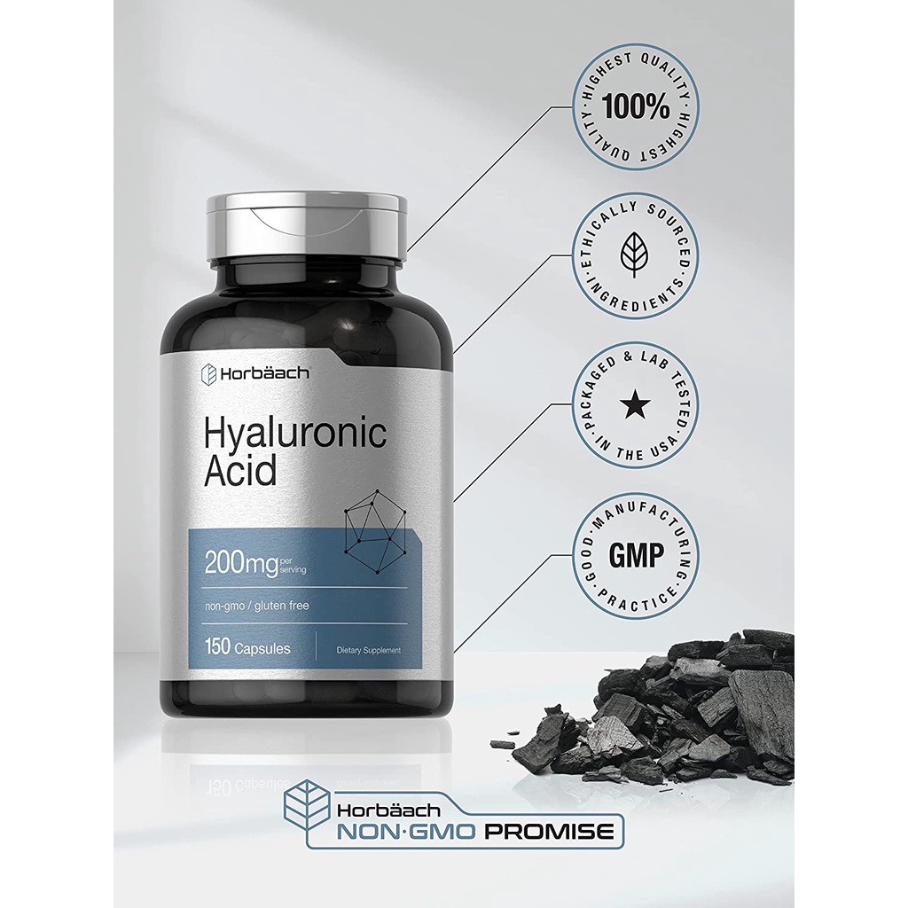 Horbaach Hyaluronic Acid 200mg - Viên uống giúp trẻ hóa, dưỡng ẩm da và hỗ trợ xương khớp 150 viên