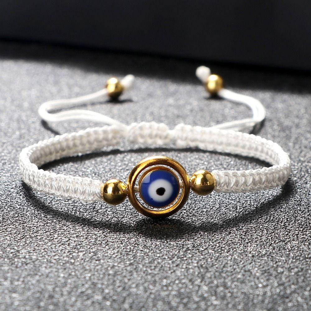 Vòng Tay Dây Bện Gắn Hình Mắt Quỷ Acrylic Nhiều Màu Sắc Phong Cách Bohemian WMES15H Cho Nữ