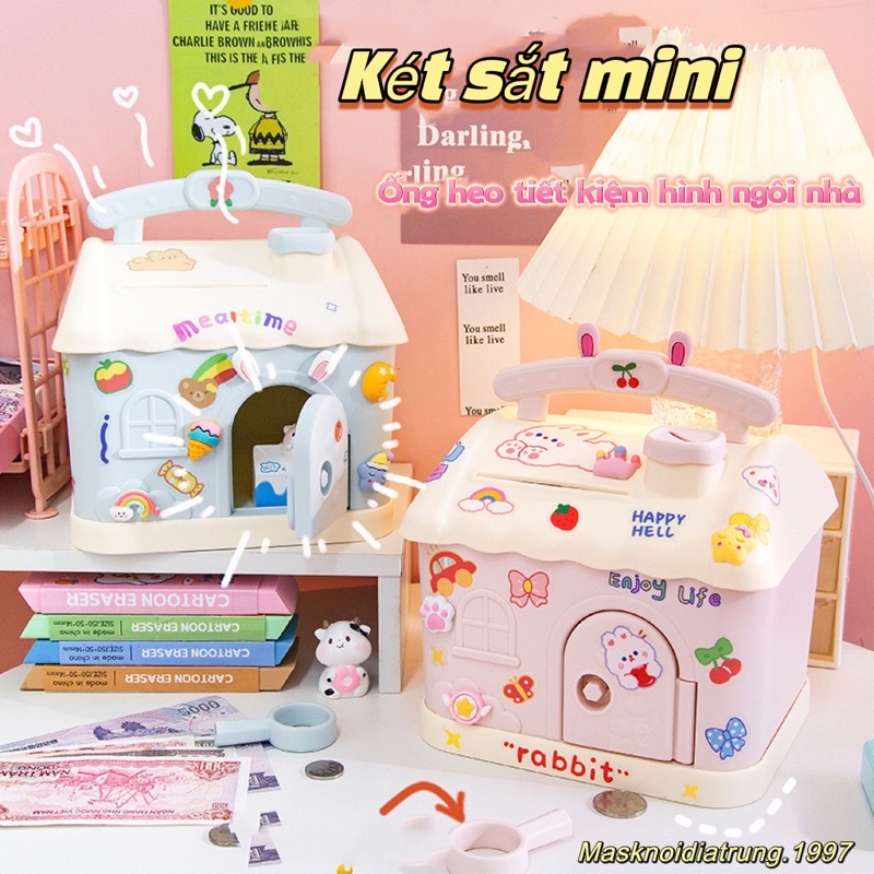 Két Sắt Mini Hình Ngôi Nhà / Ống Heo Bằng Nhựa Đựng Tiết Kiệm