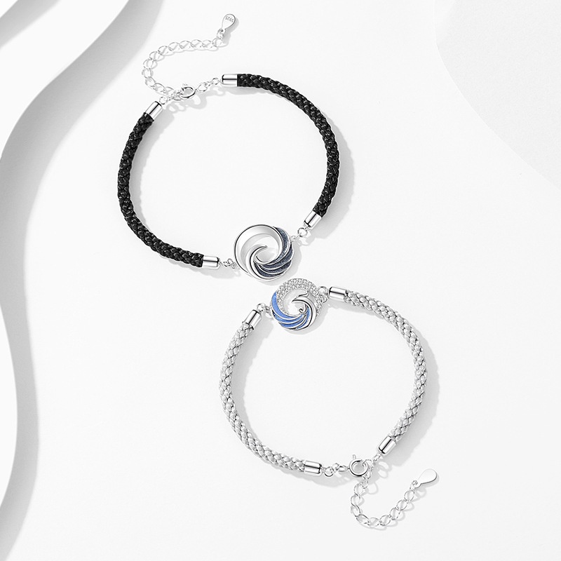 Vòng Tay Dây Bện Đính Đá Zircon Cho Cặp Đôi Mate 925
