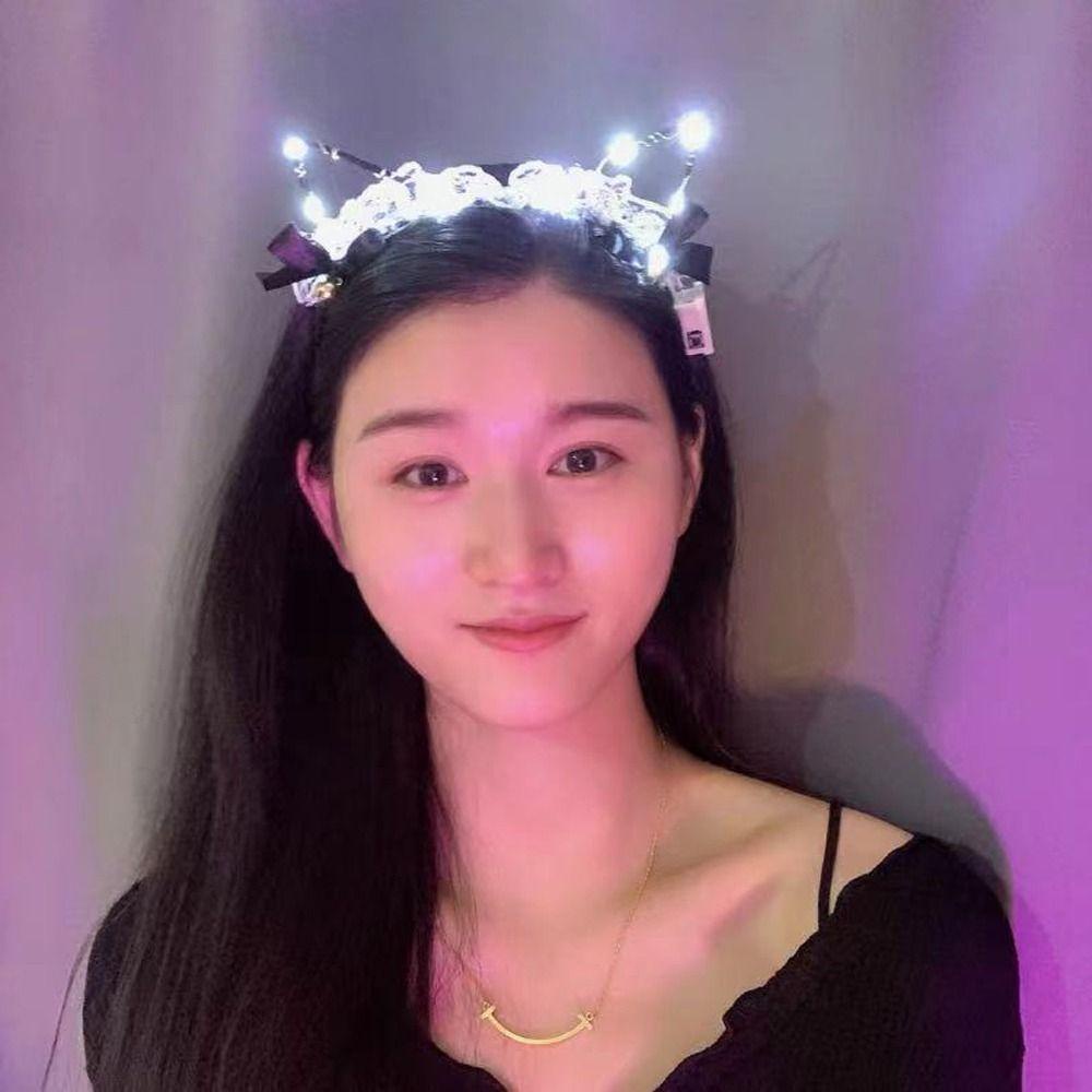 Băng Đô Tai Thỏ Có Đèn LED Dễ Thương Cho Bé Gái Hóa Trang