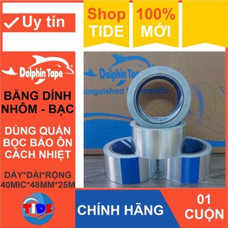 Băng keo Nhôm 48mm x 25M – Lá nhôm dày 40mic – Phản và cách nhiệt – Băng dính Bạc không thấm nước