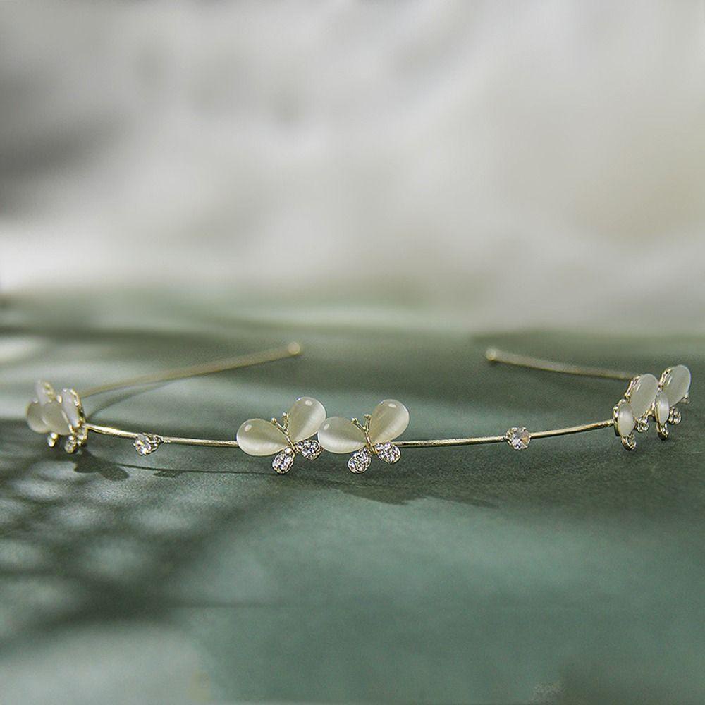 FORBETTER Băng Đô Cài Tóc Hình Vương Miện Bằng Hợp Kim Mỏng Đính Đá Thời Trang Cho Bé Gái