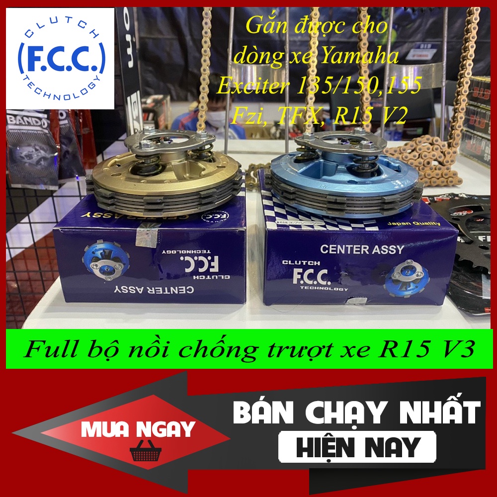 Full Bộ nồi chống trượt R15 V3 gắn được cho các dòng xe Yamaha Exciter 135/150/155, Fzi, TFX, R15 V2
