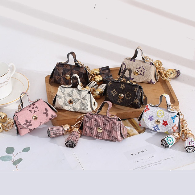 Túi Đựng Son Môi Mini Có Móc Khóa Tua Rua Phong Cách Retro Thời Trang