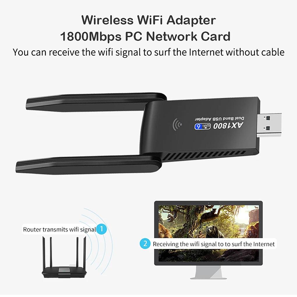 Thiết Bị Nhận Tín Hiệu WiFi 1800Mbps Thông Dụng Cho Laptop Máy Tính Để Bàn