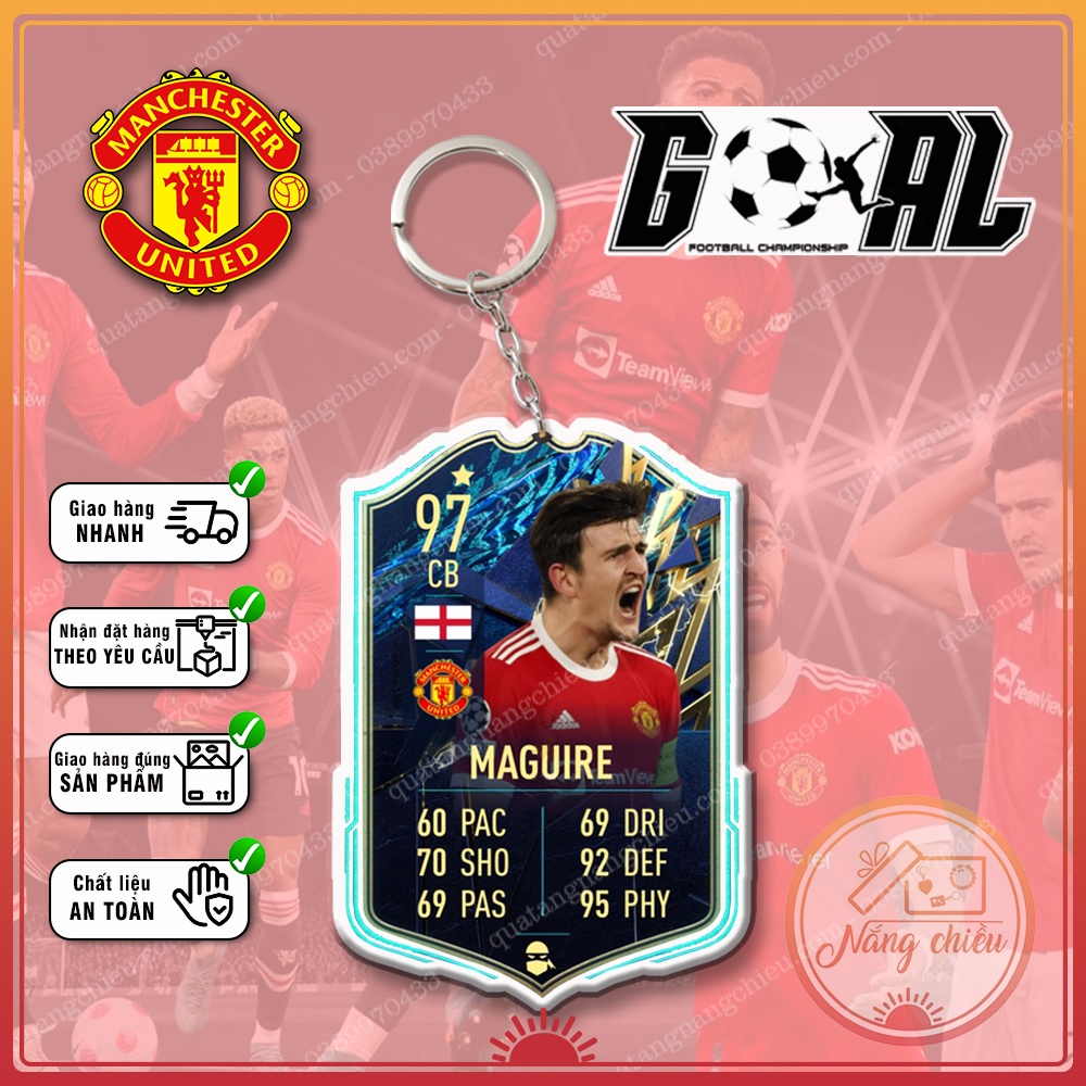 Móc khóa thẻ cầu thủ Giải Bóng đá Ngoại hạng Anh - Dày In Sắc Nét 2 Mặt