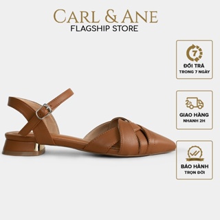 Carl & Ane - Giày cao gót mũi nhọn phối mũi quai đen chéo cao 2.5cm màu bò