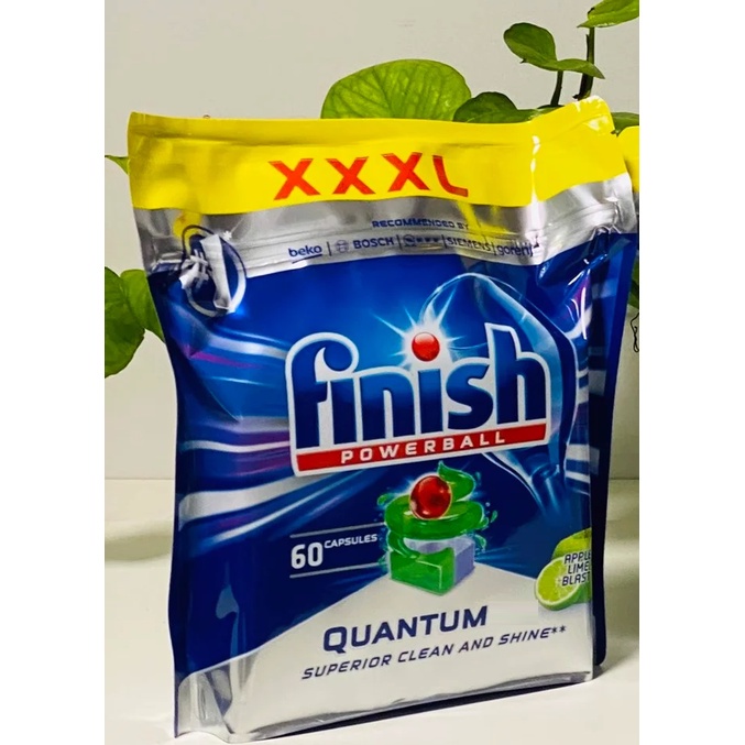 Viên rửa bát Finish Quantum max 60 viên hương Táo