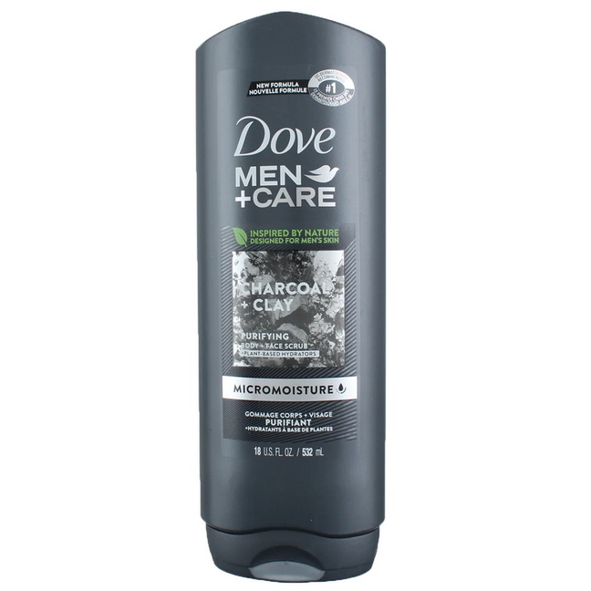 Sữa tắm nam than hoạt tính authentic Dove Men+Care Elements Body Wash Charcoal+Clay 400ml/532ml (Mỹ)