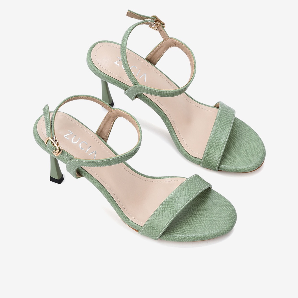 Giày Sandal cao gót nữ Zucia thiết kế quai ngang dập vân cách điệu gót nhọn tôn dáng cao 8cm - STH18