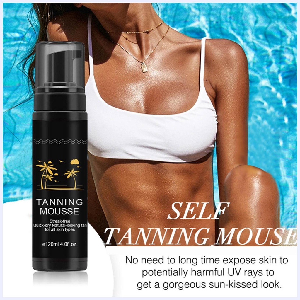 Body self tanner mousse lâu dài tự thuộc da bọt tự nhiên nhìn tự tan tối giả tan sunless tanner allowvn