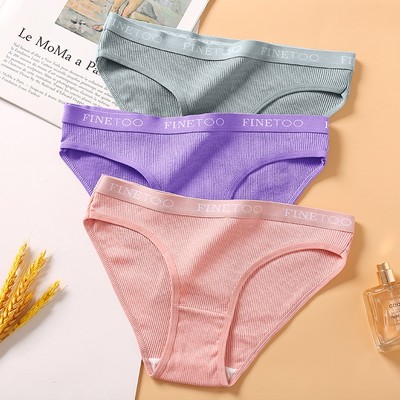 FINETOO Quần Lót cotton Mềm Mại Màu Trơn In Chữ Cho Nữ Màu Sắc