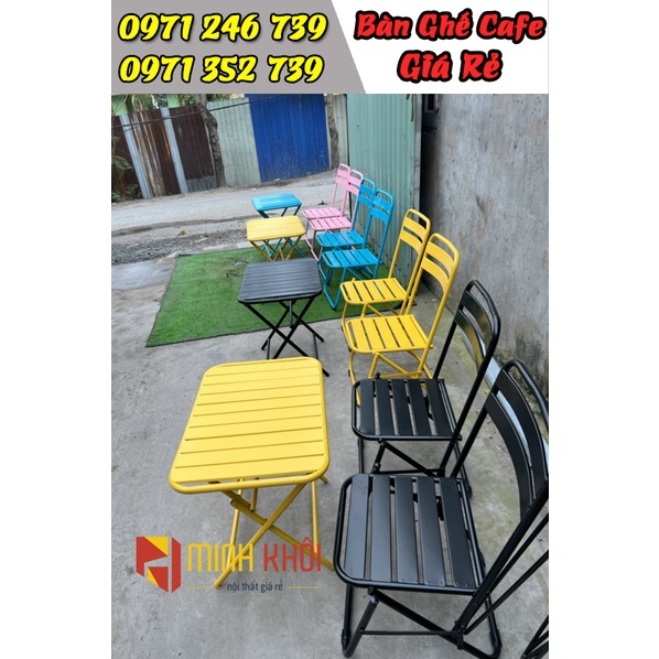 Combo Bàn ghế xếp cafe , trà sữa, khung sắt sơn tĩnh điện giá rẻ