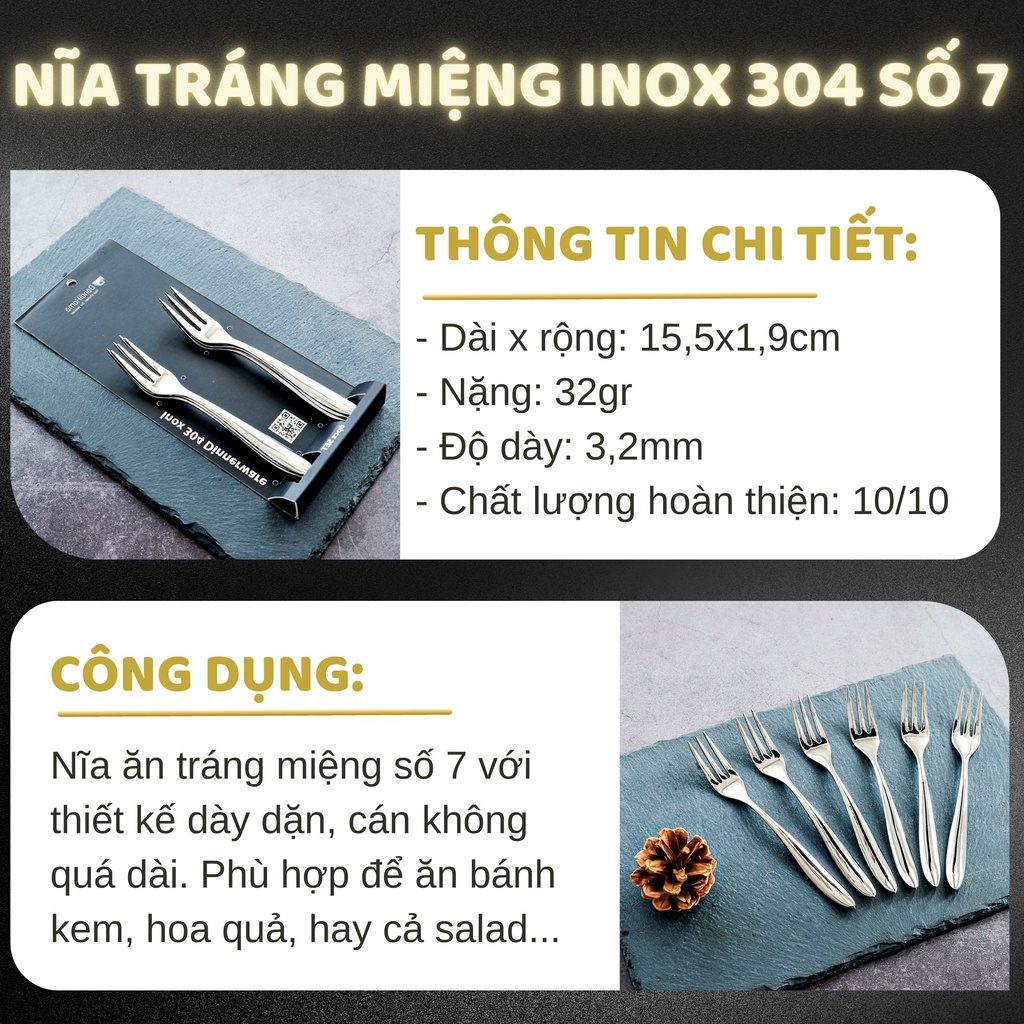 Bộ 6 nĩa inox 304 DandiHome 2020 cao cấp, sang trọng, tinh tế