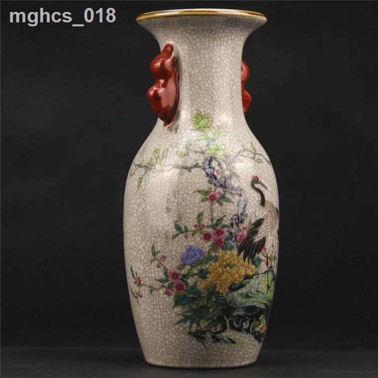 ✤ ♞ ❂ Nhà Thanh Càn Long năm làm bằng bột men Songhe Yingchun vò hai quai nghiên cứu nhà retro trang trí đồ trang trí đồ